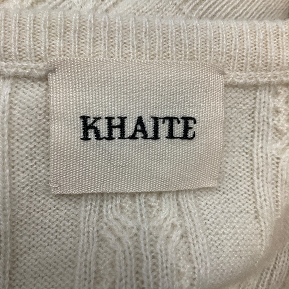 KHAITE IVORY CROPPED CASHMERE KNIT CARDIGAN SWEATER - Picture 4 of 5